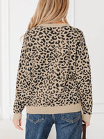 Leopard Drop Shoulder Chunky Knitted Cardigan