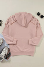 Drawstring Studded Shoulder Hoodie