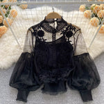 Floral Lace Blouse & Cami Set