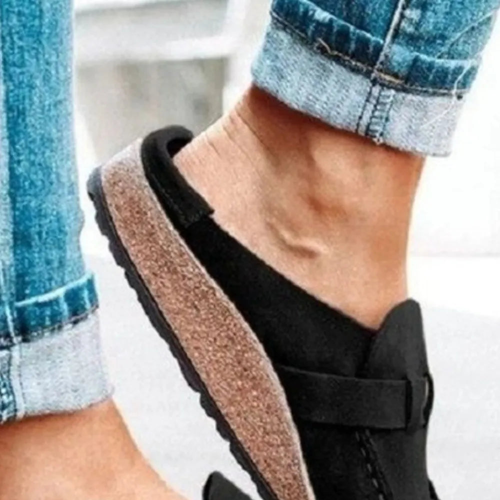 Round Toe Low Heel Buckle Loafers - Ladyez