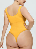 Scoop Neck Wide Strap Shaping Bodysuit - Ladyez