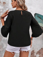 Ruffle Sleeve Solid Color Blouse