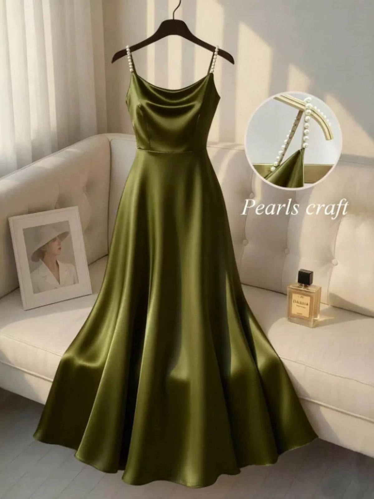 Pearl Strap Satin Cami Dress