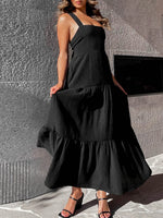 Square Neck Tiered Maxi Dress - Ladyez