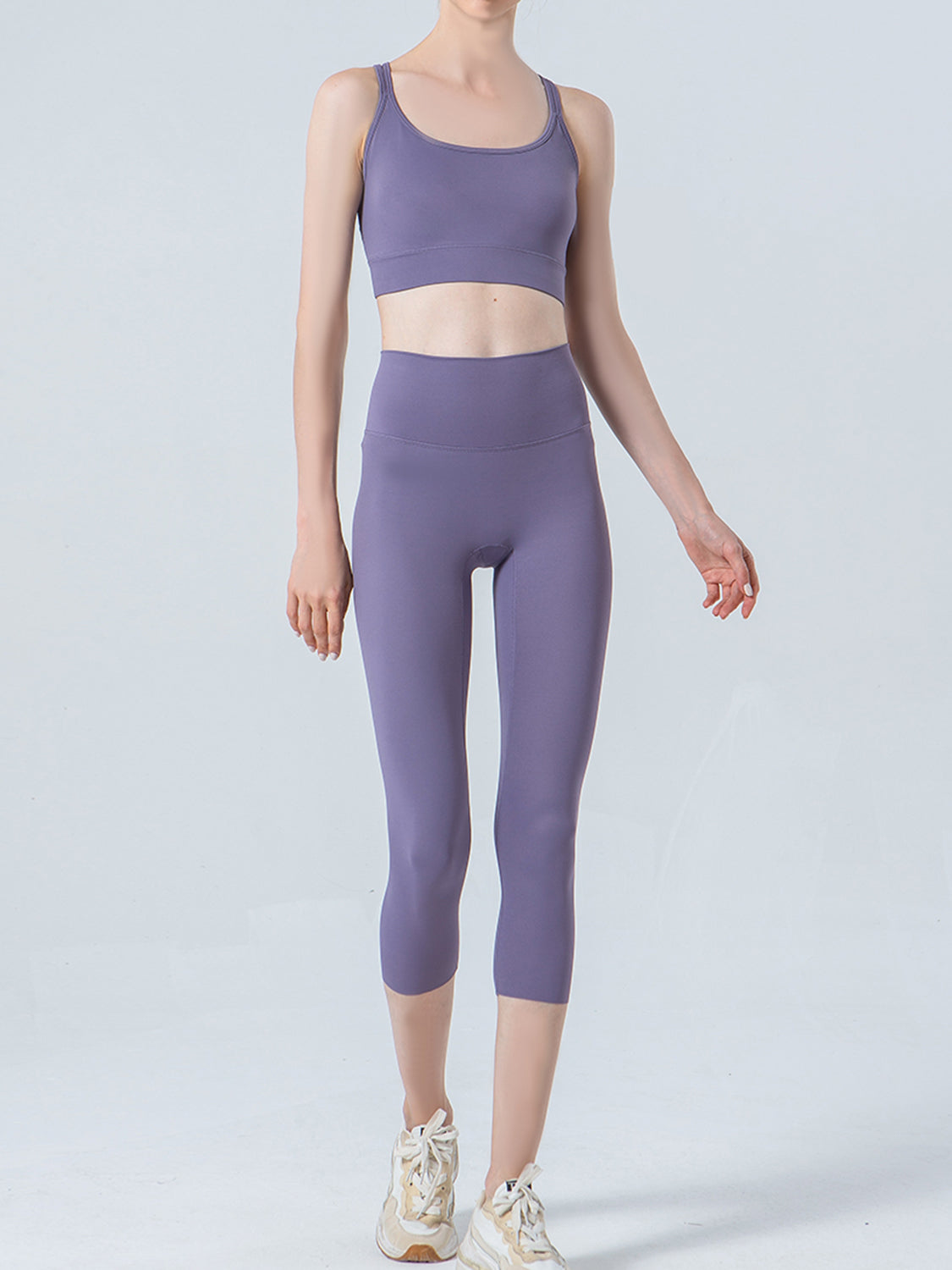 Wide Waistband Cropped Sports Leggings - Ladyez