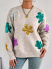 Sequined Floral Round Neck Sweater