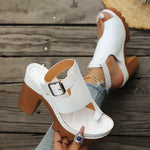 Toe Loop Block Heels Sandals