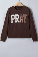 Plaid 'PRAY' Crew Neck Sweatshirt