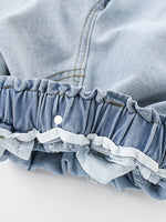 Children's Bear Print T-Shirt and Denim Shorts Set