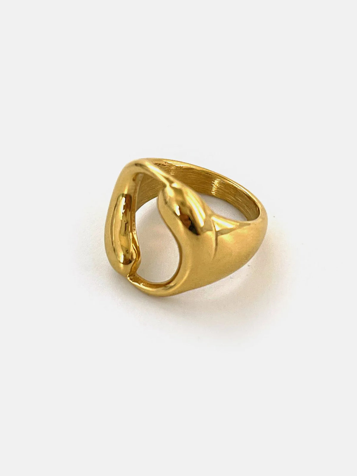 18K Gold-Plated Abstract Circle Ring - Ladyez