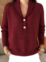 Full Size Button Detail Long Sleeve Sweater Plus Size