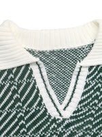 Geometric Patterned Collared Sweater