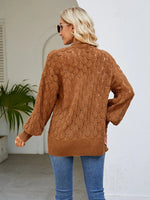 Openwork Open Front Lantern Sleeve Cardigan
