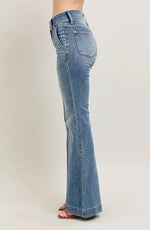 Judy Blue Full Size High-Waist Flare Denim Jeans with Front Seam Detail Plus Size - Ladyez