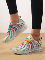 Rainbow Swirl Lace Up Athletic with Transparent Sole - Ladyez
