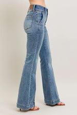 Judy Blue Full Size High-Waist Flare Denim Jeans with Front Seam Detail Plus Size - Ladyez