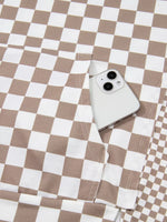 Checkered Pattern Oversized Drawstring Hoodie