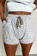 Leopard Print Drawstring Casual Shorts