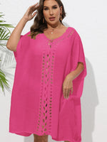 Crochet Trim V-Neck Beach Cover Up Dress - Ladyez