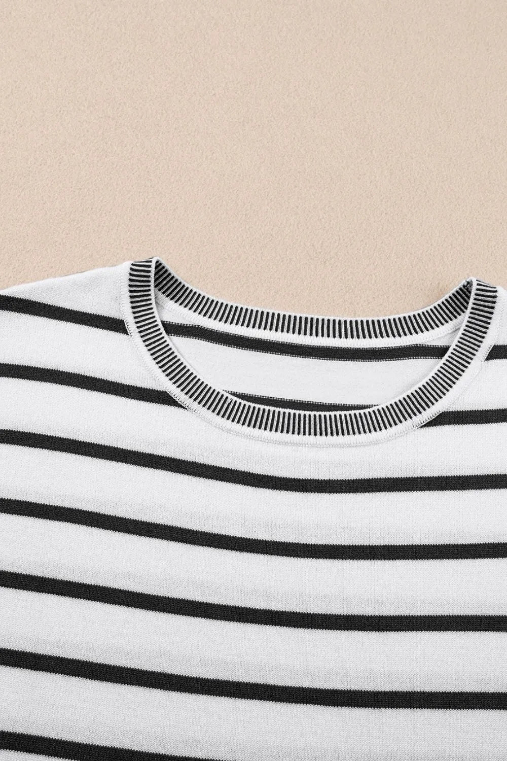 Striped Short Sleeve Knit Top