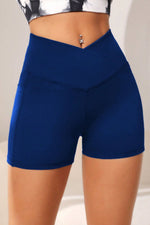 Wide Waistband Active Shorts with Pocket - Ladyez