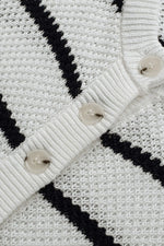 Stripe Drop Shoulder Side Slit Knit Top