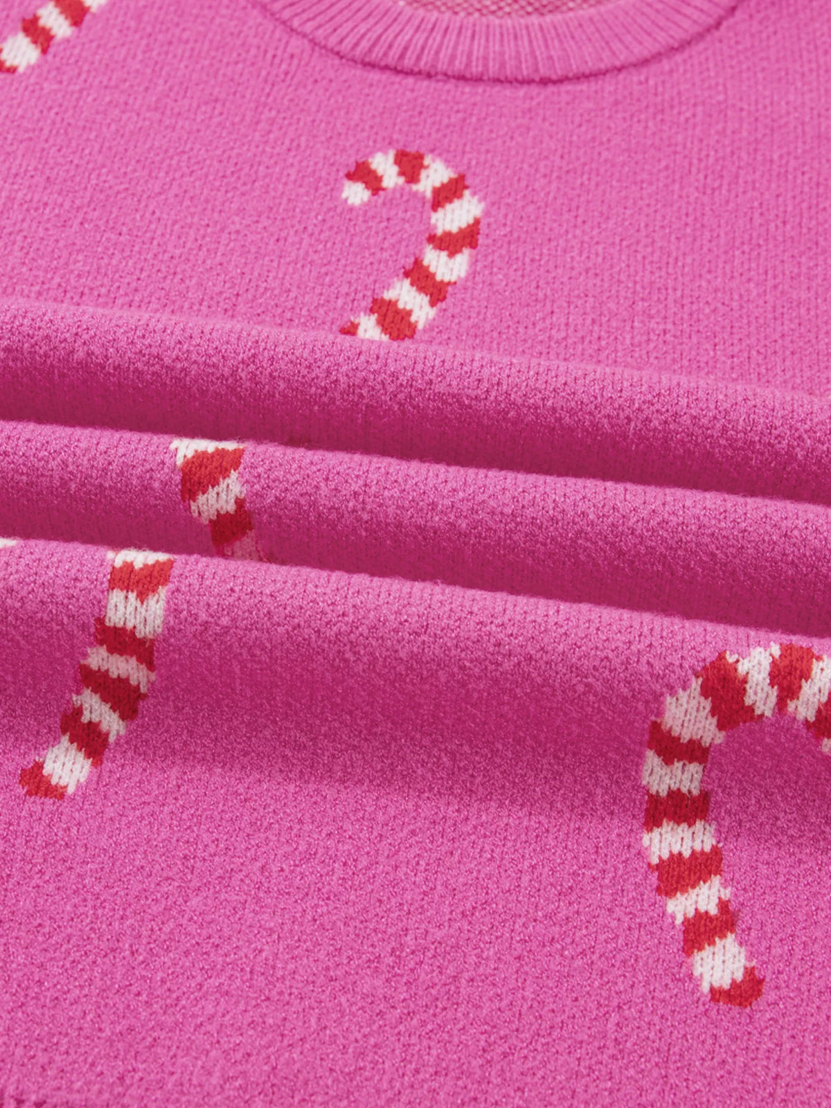 Christmas Candy Cane Holiday Drop Shoulder Sweater