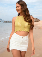 Cutout Round Neck Sleeveless Cover Up - Ladyez