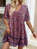 Printed V-Neck Flutter Sleeve Mini Dress