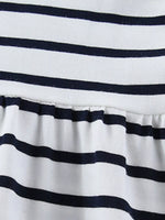 Children's Cute Appliques Striped Round Neck Dress