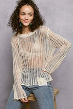 POL Openwork Round Neck Knit Cover Up