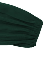 Pleated Round Neck Long Sleeve Dress