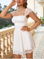 Lace Trim Square Neck Mini Dress
