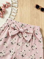 Children's Floral Print Bow Top and Shorts Set