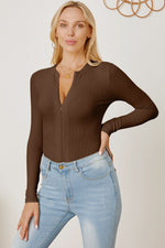 Zip Up Long Sleeve Bodysuit - Ladyez