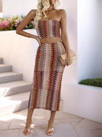 Printed Tube Top & Midi Skirt Set