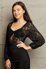 Perfee Lace Long Sleeve Bodysuit - Ladyez
