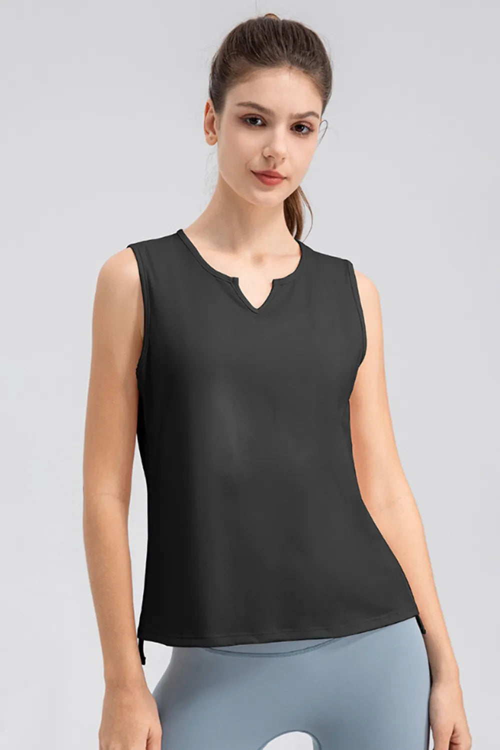 Notched Wide Strap Active Tank - Ladyez