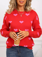 Valentine's Day Heart Pattern Dropped Shoulder Sweater