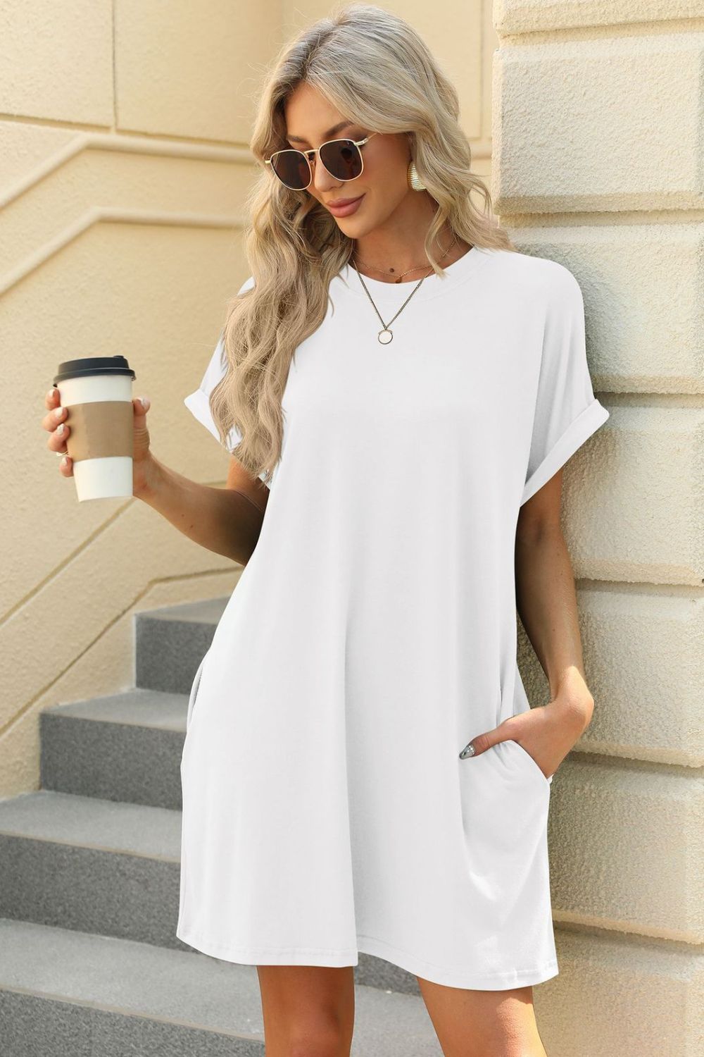 Florira Short Sleeve Mini Dress with Pockets - Ladyez
