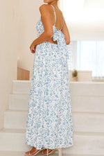 Bow Back Printed V-Neck Cami Dress - Ladyez