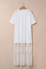 Lace Patchwork Casual T-Shirt Dress