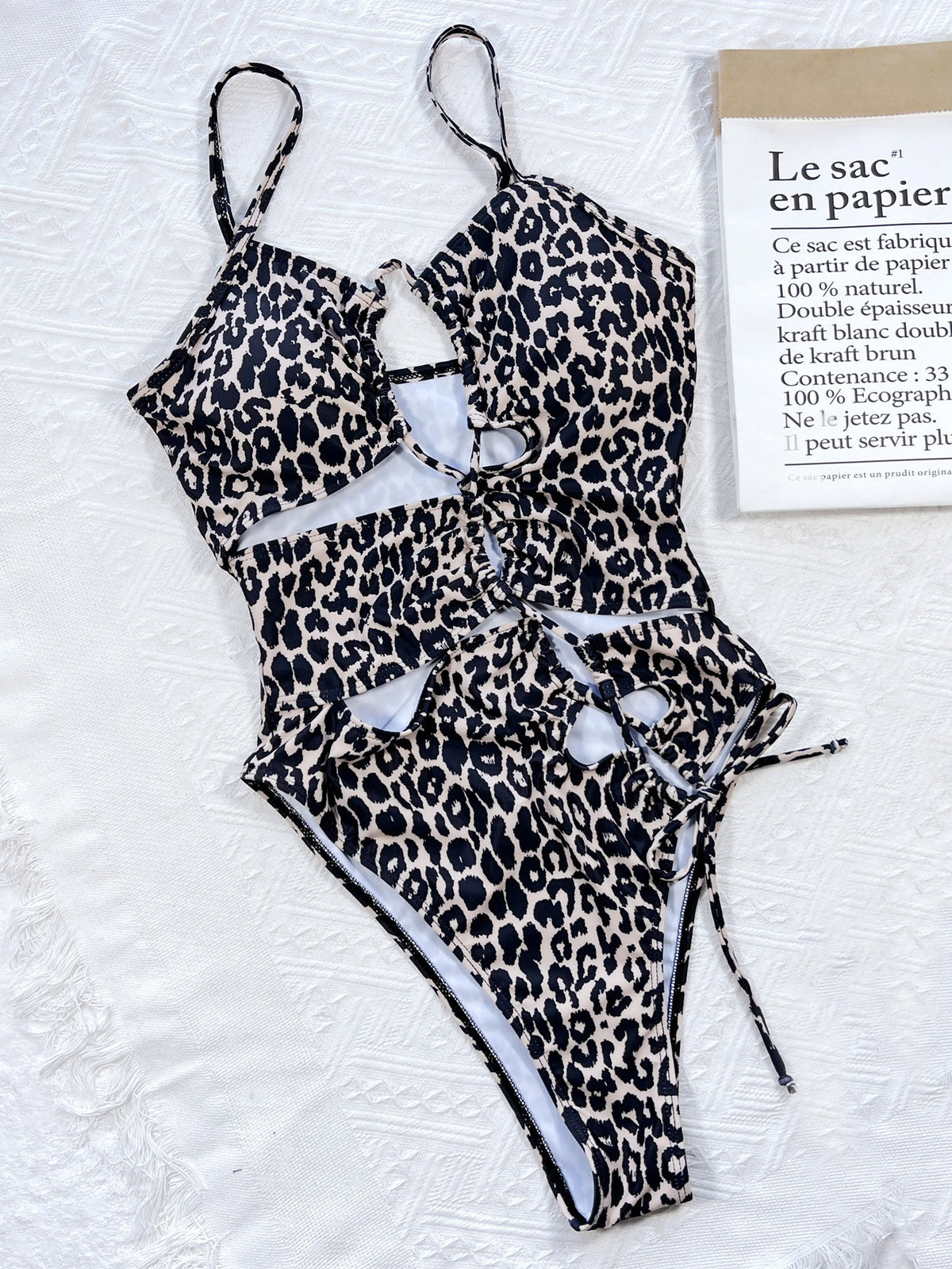 Leopard Cutout Tied One-Piece Swimsuit - Ladyez