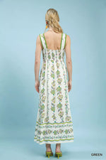 Umgee Floral Print Tiered Midi Dress