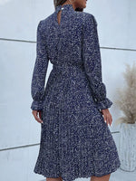 Animal Print Mock Neck Flounce Sleeve Dress