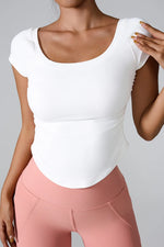 Round Neck Short Sleeve Active T-Shirt - Ladyez