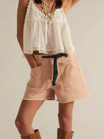 Drawstring Raw Hem Denim Shorts