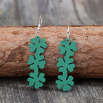 Lucky Clover Wooden Dangle Earrings