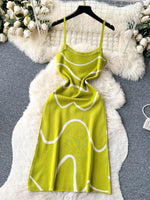 Wave Pattern Knit Midi Dress
