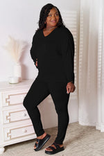 Basic Bae Bamboo Full Size V-Neck Long Sleeve Top and Pants Lounge Set - Ladyez